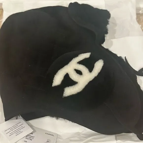 Chanel Aviator Trooper Hat Chanel White Quilted Faux Fur Aviator Hat main image 4